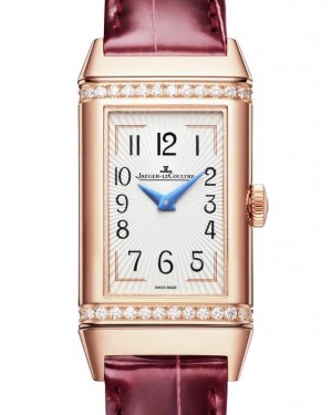 Jaeger-LeCoultre Reverso One Duetto Pink Rose Gold/Diamonds 40.1 x 20mm Silver & Burgundy Dial Q334256J - BRAND NEW