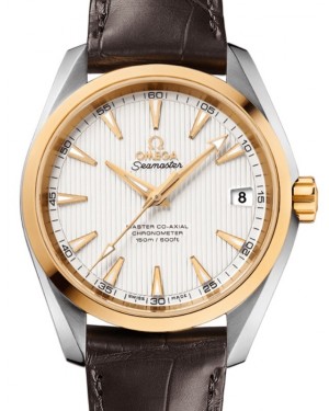 Omega Seamaster Aqua Terra 231.23.39.21.02.002 Silver Index 150 M Co-Axial Yellow Gold Stainless Steel Leather 38.5mm - BRAND NEW