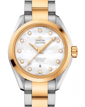 Omega Aqua Terra 150M Master Co-Axial Chronometer Steel/Yellow Gold 34mm White Mother of Pearl Diamond Dial Steel/Yellow Gold Bracelet 231.20.34.20.55.002 - BRAND NEW