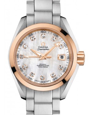 Omega Seamaster Aqua Terra 150M Co-Axial Chronometer 30mm Stainless Steel Red Gold White Mother of Pearl Dial Diamond Set Index Steel Bracelet 231.20.30.20.55.003 - BRAND NEW