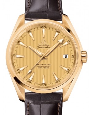 Omega Seamaster Aqua Terra 150M Master Co-Axial Chronometer 41.5mm Yellow Gold Yellow Dial Alligator Leather Strap 231.53.42.21.08.001 - BRAND NEW