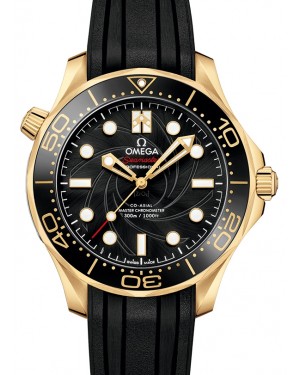 Omega Seamaster Diver 300M Co‑Axial Master Chronometer 42mm "James Bond" Limited Edition Set Yellow Gold Black Dial Rubber Strap 210.62.42.20.01.001 - BRAND NEW