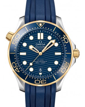 Omega Seamaster Diver 300M 42mm Steel/Yellow Gold Blue Dial Rubber Strap 210.22.42.20.03.001