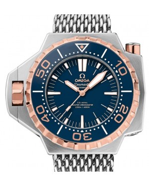 Omega Seamaster Ploprof 1200M Co-Axial Master Chronometer 55x48mm Titanium/Sedna Gold Blue Dial Titanium Bracelet 227.60.55.21.03.001 - BRAND NEW