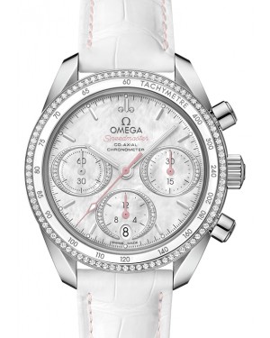 Omega Speedmaster 38 Co‑Axial Chronograph Stainless Steel White Mother Of Pearl Dial Leather Strap 324.38.38.50.55.001 - BRAND NEW