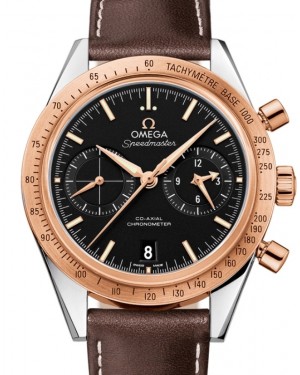 Omega Speedmaster '57 Co-Axial Chronometer Chronograph 41.5mm Black Dial Stainless Steel Red Gold Leather Strap 331.22.42.51.01.001 - BRAND NEW