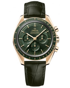 Omega Speedmaster Moonwatch Professional Chronograph 42mm Moonshine Gold Green Dial Leather Strap 310.63.42.50.10.001