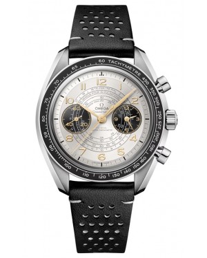 Omega Speedmaster Two Counters Chronoscope "Paris 2024" 43mm Steel Silver Dial Leather Strap 522.32.43.51.02.001