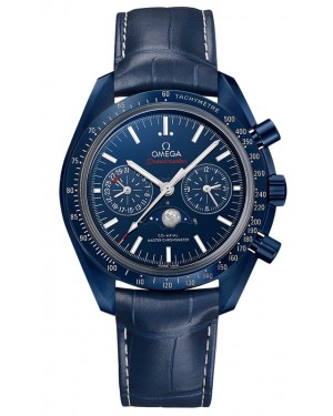 Omega Speedmaster Two Counters Moonphase "Blue Side Of The Moon" 44.25mm Ceramic Blue Dial Leather Strap 304.93.44.52.03.001