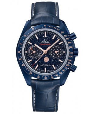 Omega Speedmaster Two Counters Moonphase "Blue Side Of The Moon" 44.25mm Ceramic Blue Dial Leather Strap 304.93.44.52.03.002