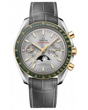 Omega Speedmaster Two Counters Moonphase 44.25mm Steel/Yellow Gold Grey Dial Leather Strap 304.23.44.52.06.001