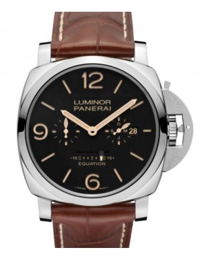 Panerai Luminor 1950 Equation Of Time 8 Days Acciaio Stainless Steel 47mm Black Dial Alligator Leather Strap PAM00601 - BRAND NEW 