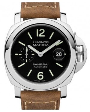 Panerai Luminor Stainless Steel 44mm Black Dial Leather Strap PAM01104 - BRAND NEW