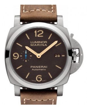 Panerai Luminor Marina Titanium 44mm Brown Dial Leather Strap PAM01351 - BRAND NEW
