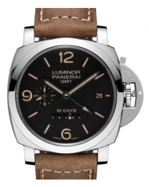Panerai Luminor GMT 10 Days Stainless Steel 44mm Black Dial Leather Strap PAM00533 - BRAND NEW