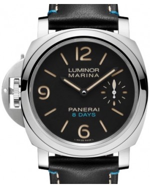 Panerai Luminor Left-Handed 8 Days Stainless Steel 44mm Black Dial Leather Strap PAM00796 - BRAND NEW