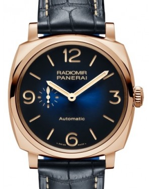 Panerai PAM 934 Radiomir Red Gold Blue Arabic / Index Dial & Smooth Leather Bracelet 45mm - BRAND NEW