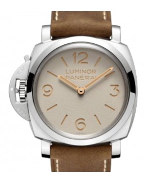 Panerai Luminor Left-Handed Stainless Steel 47mm White Dial Leather Strap PAM01075 - BRAND NEW