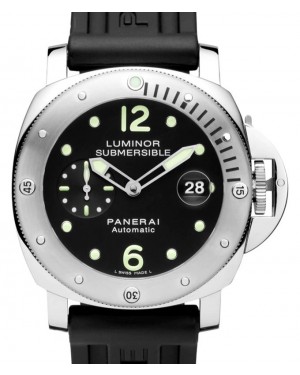 Panerai Luminor Submersible Stainless Steel Black Dial 44mm Rubber Strap Automatic PAM 24 - BRAND NEW