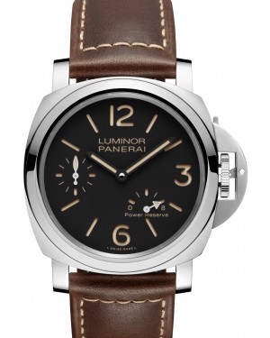 Panerai Luminor 8 Days Power Reserve Stainless Steel 44mm Black Dial Leather Strap PAM795 - BRAND NEW