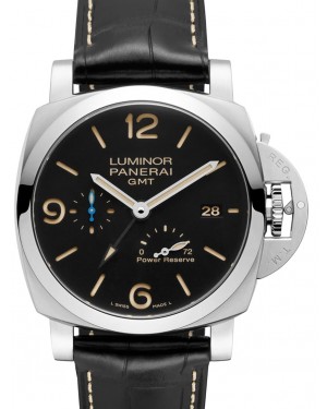Panerai Luminor GMT Power Reserve Stainless Steel 44mm Black Dial Leather Strap PAM 1321 - BRAND NEW