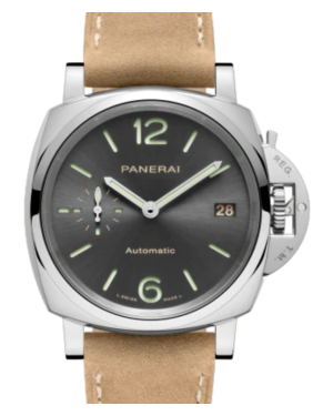 Panerai Luminor Due Piccolo Due Stainless Steel 38mm Grey Dial Leather Strap PAM00755 - BRAND NEW 