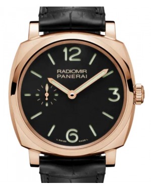 Panerai Radiomir Gold with Copper 42mm Black Dial Alligator Leather Strap PAM00575 - BRAND NEW