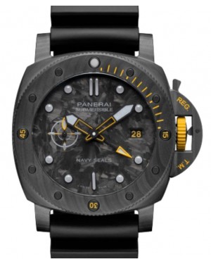 Panerai Submersible GMT Carbotech™ Navy SEALs 44mm Black Dial Rubber Strap PAM01324 - BRAND NEW