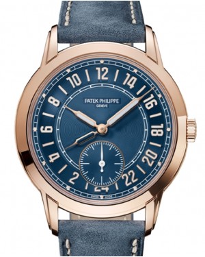 Patek Philippe Complications Calatrava 24-Hour Display Travel Time Rose Gold Blue Dial 5224R-001 - BRAND NEW