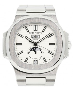 Patek Philippe Nautilus Annual Calendar Moon Phases Stainless Steel White Dial 5726/1A-010 PRE-OWNED