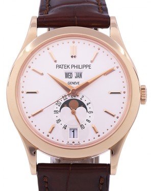 Patek Philippe Complications Annual Calendar Moon Phases Rose Gold Silver Opaline Dial 5396R-011 - PRE-OWNED