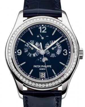 Patek Philippe Complications Annual Calendar Moon Phases White Gold Navy Blue Dial 5147G-001