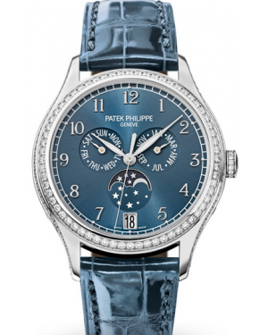 Patek Philippe Complications Ladies Annual Calendar Moon Phases White Gold Blue Dial 4947G-001 - BRAND NEW