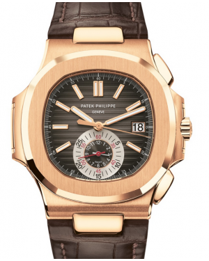 Patek Philippe Nautilus Flyback Chronograph Date Rose Gold Black Brown Dial 5980R-001 - PRE-OWNED