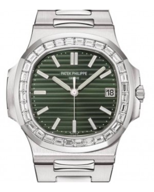 Patek Philippe Nautilus Date Sweep Seconds Stainless Steel Diamonds Green Dial 5711/1300A-001 - BRAND NEW