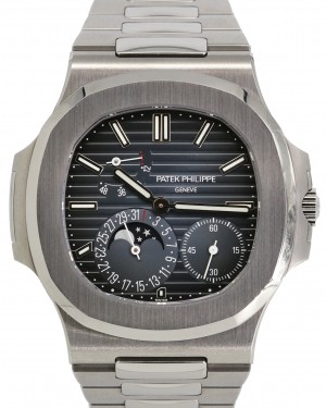 Patek Philippe Nautilus Moon Phases Stainless Steel Black Blue Dial 5712/1A-001 - PRE-OWNED