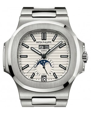 Patek Philippe Nautilus Moon Phase Date Stainless Steel White Index 5726/1A-010 - BRAND NEW