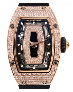 Richard Mille Lady Rose Gold Full Set Diamond Onyx Dial RM 07-01