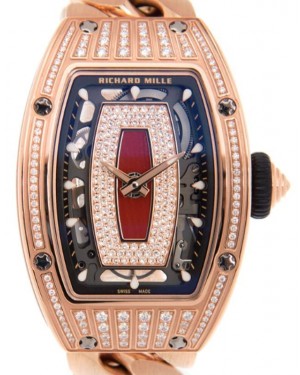 Richard Mille Lady Rose Gold Medium Set Diamond Jasper Dial RM 07-01