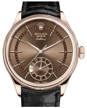 Rolex Cellini Dual Time Rose Gold Brown 