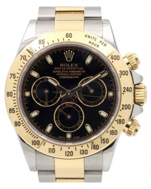 Rolex Daytona 116523 Black Chronograph Yellow Gold Stainless Steel NEW STYLE DEPLOYMENT - PRE-OWNED