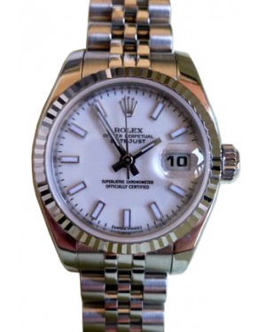 Rolex Datejust 179174 26mm Ladies Small White Index Oyster Stainless Steel 18k White Gold Fluted