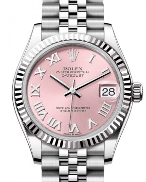 Rolex Datejust 31 White Gold/Steel Pink Roman Dial & Fluted Bezel Jubilee Bracelet 278274 - BRAND NEW