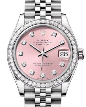 Rolex Datejust 31 White Gold/Steel Pink Diamond Dial & Bezel Jubilee Bracelet 278384RBR - BRAND NEW
