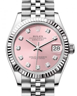 Rolex Datejust 31 White Gold/Steel Pink Diamond Dial & Fluted Bezel Jubilee Bracelet 278274 - BRAND NEW