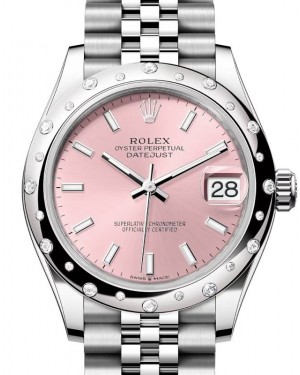 Rolex Datejust 31 White Gold/Steel Pink Index Dial & Diamond Bezel Jubilee Bracelet 278344RBR - BRAND NEW