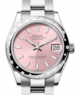 Rolex Datejust 31 White Gold/Steel Pink Index Dial & Diamond Bezel Oyster Bracelet 278344RBR - BRAND NEW