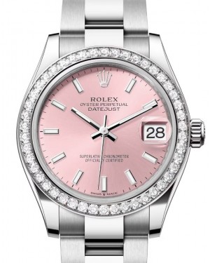 Rolex Datejust 31 White Gold/Steel Pink Index Dial & Diamond Bezel Oyster Bracelet 278384RBR - BRAND NEW