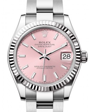 Rolex Datejust 31 White Gold/Steel Pink Index Dial & Fluted Bezel Oyster Bracelet 278274 - BRAND NEW