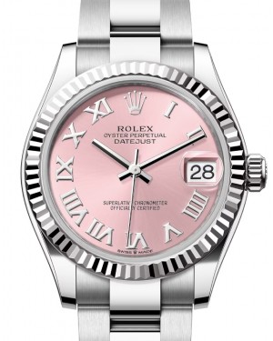 Rolex Datejust 31 White Gold/Steel Pink Roman Dial & Fluted Bezel Oyster Bracelet 278274 - BRAND NEW
